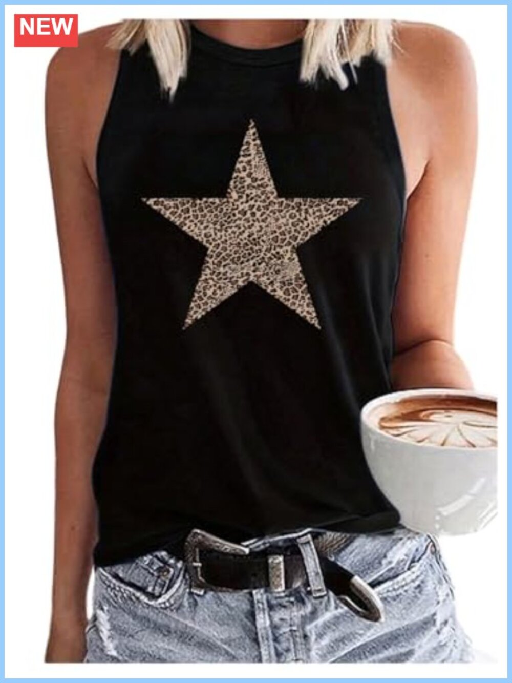 Women's Graphic Tank Top Sleeveless Round Neck Loose Fit Summer Western Top
